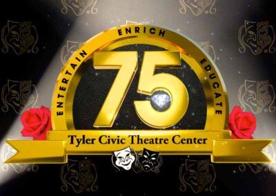 Graphic showing a custom logo for the 75th anniversary celebration of Tyler Civic Theatre