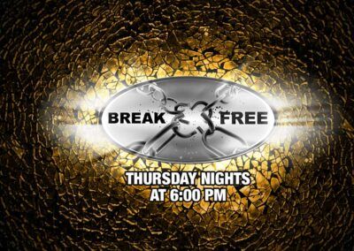 Design for outdoor sign for church rotation "Break Free" class