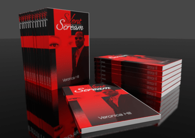 Product graphics demonstration of book cover for "Silent Scream" for a Tyler Texas Author